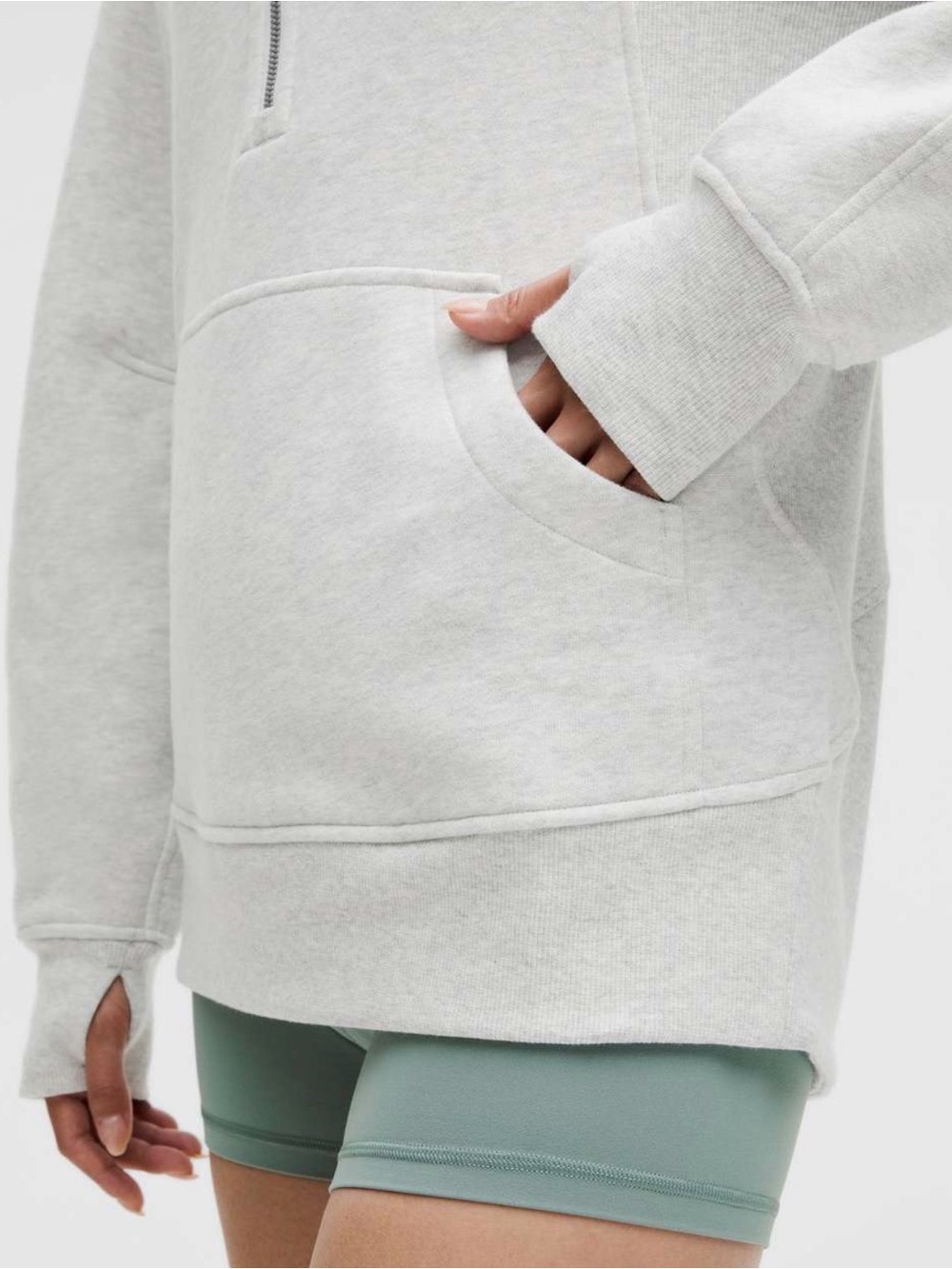 Lululemon Scuba Oversized Funnel Neck Half Zip Long M/L Heathered Grey NWT - Picture 4 of 6